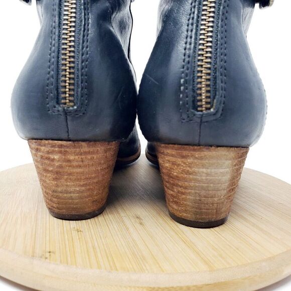 Kork Ease Ankle Boots Womens 9 Maddelena Black Leather Bootie Belted Buckle Moto - Picture 11 of 15